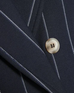 Navy Boxy Pinstripe Hybrid Waistcoat