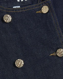 Navy Button Front Denim Shirt