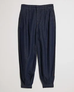 Navy Clean Waist Balloon Leg Jeans