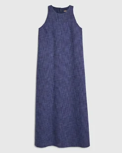 Navy Cotton Midi Dress