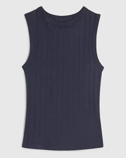 Navy Cotton Ribbed Tank Top