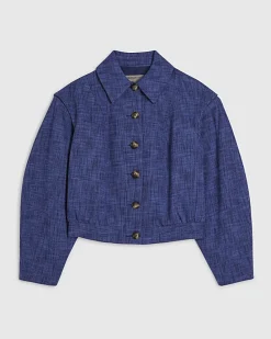 Navy Cotton Tailored Bomber Jacket