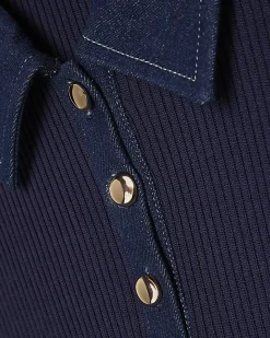 Navy Denim Knit Hybrid Mini Dress