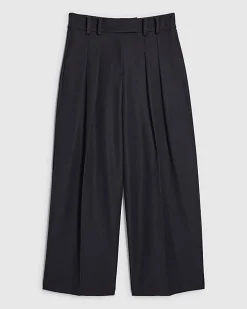 Navy Denim Look Wide Leg Trousers