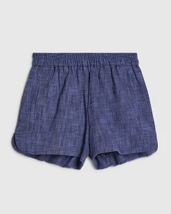 Navy Elasticated Cotton Shorts