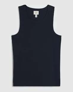 Navy Essential Muscle Fit Ribbed Stretch Vest