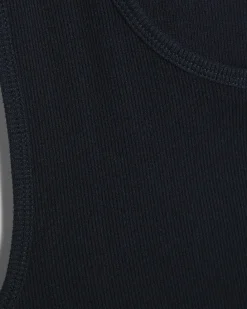 Navy Essential Muscle Fit Ribbed Stretch Vest