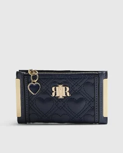 Navy Heart Quilted Mini Purse