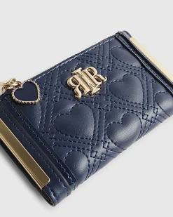 Navy Heart Quilted Mini Purse