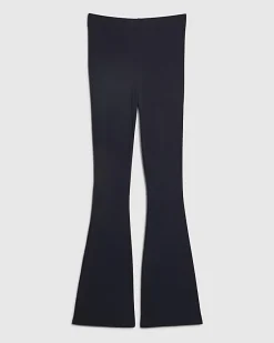 Navy High Waisted Ribbed Flare Leggings
