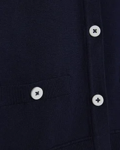 Navy Knitted Crew Neck Cardigan