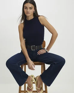 Navy Knitted Vest Top