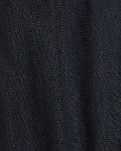 Navy Linen Blend Drawstring Tapered Trousers