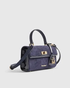 Navy Lock Front Tote Bag