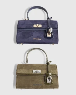 Navy Lock Front Tote Bag