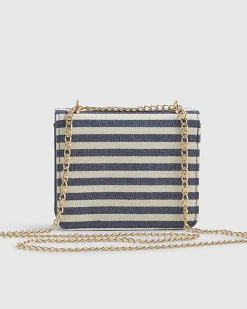 Navy Mini Stripe Satchel Purse