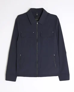 Navy Muscle Fit Shacket