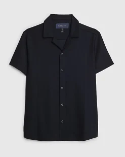 Navy Muscle Fit Stretch Revere Shirt