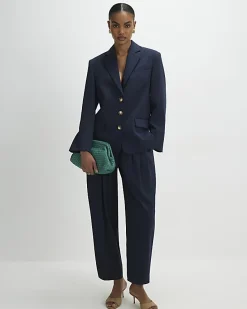 Navy Oversized Long Sleeve Blazer