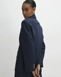 Navy Oversized Long Sleeve Blazer