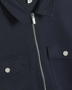 Navy Pique Double Pocket Overshirt