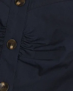 Navy Poplin Ruched Waistcoat