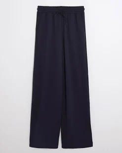 Navy Premium High Waisted Wide Leg Joggers