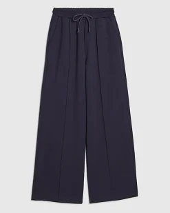 Navy Premium Wide Leg Pintuck Joggers