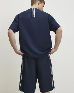 Navy Regular Fit Ame Saint Stripe Shorts