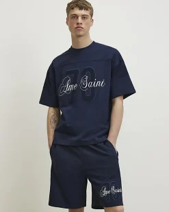 Navy Regular Fit Ame Saint Stripe Shorts