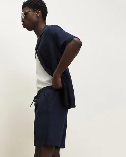 Navy Regular Fit Cross Hatch Shorts