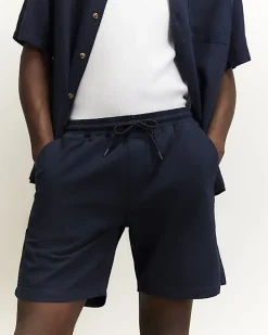 Navy Regular Fit Cross Hatch Shorts