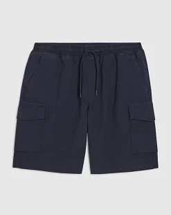 Navy Regular Fit Crosshatch Cargo Shorts