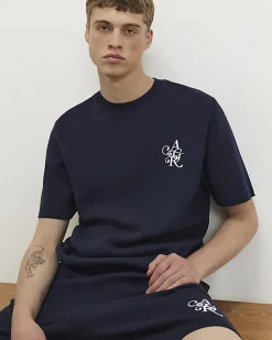 Navy Regular Fit Knitted T-Shirt