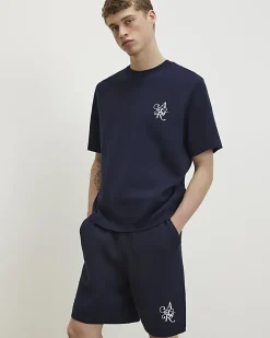 Navy Regular Fit Knitted T-Shirt