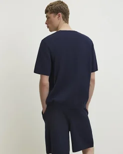 Navy Regular Fit Knitted T-Shirt
