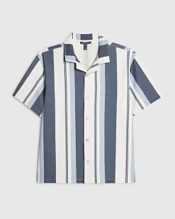 Navy Regular Fit Striped Shirt