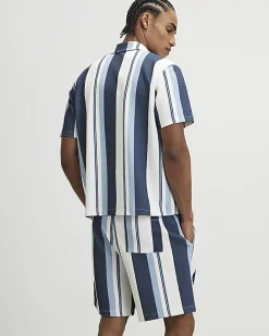 Navy Regular Fit Striped Shirt