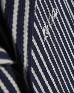 Navy Regular Fit Textured Stripe Shirt