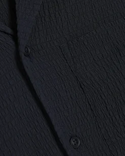 Navy Regular Fit Textured Short Sleeve Shirt