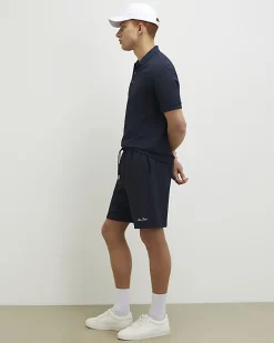Navy Regular Fit Textured Shorts