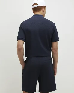 Navy Regular Fit Textured Shorts