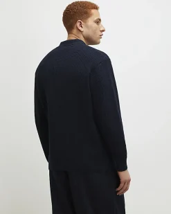 Navy Regular Fit Waffle Knit Jumper