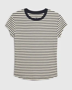 Navy Ribbed Stripe Fitted T-Shirt