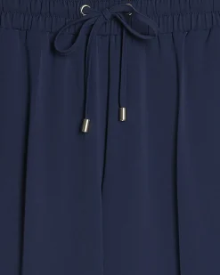 Navy Side Stripe Drawstring Wide Leg Joggers