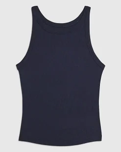 Navy Sleeveless Ribbed Cami Top