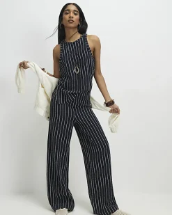 Navy Sleeveless Stripe Top
