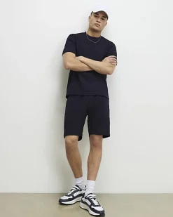 Navy Slim Fit Interlock Shorts