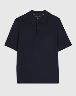 Navy Slim Fit Knitted Polo Shirt