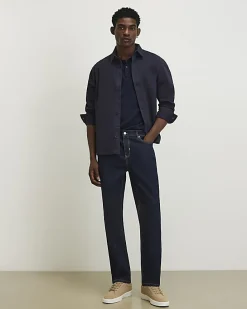 Navy Slim Fit Knitted Polo Shirt